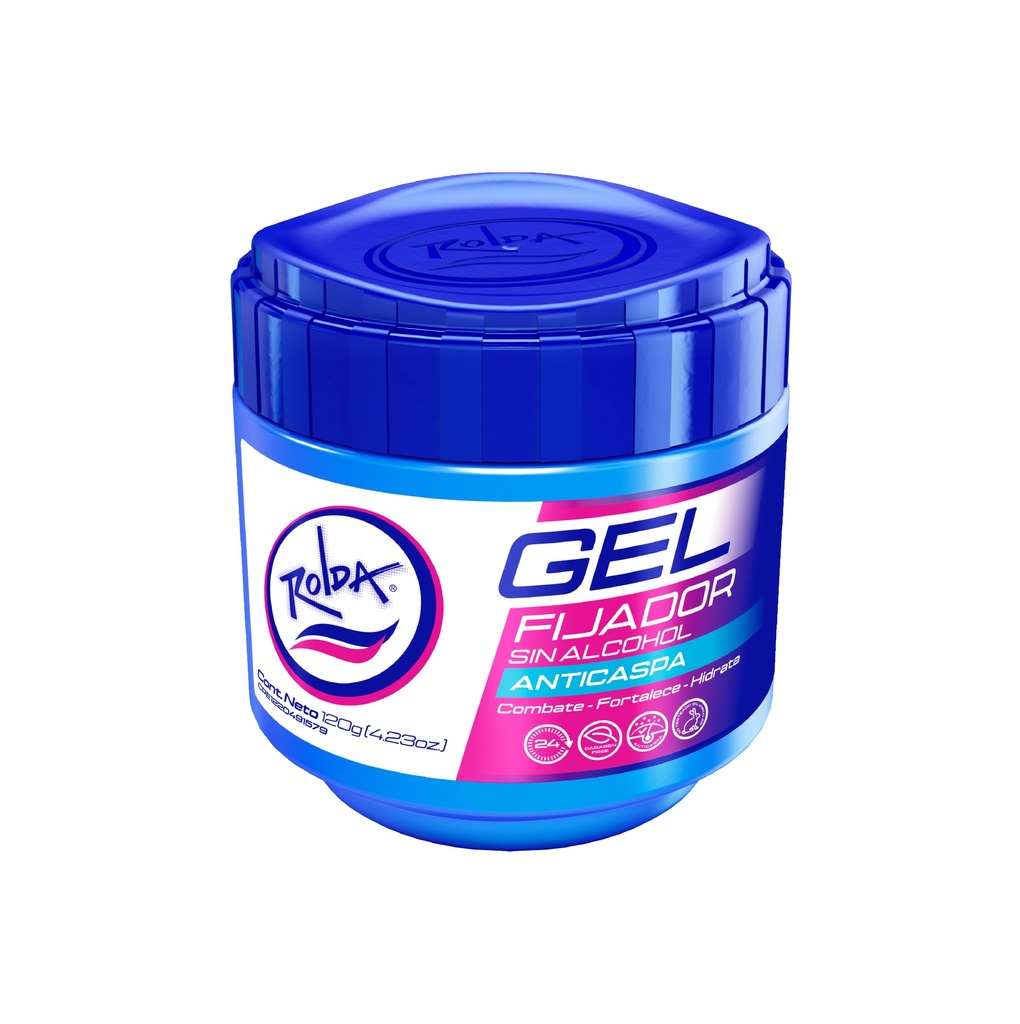 Rolda Gel Fijador Anticaspa Azul 120g